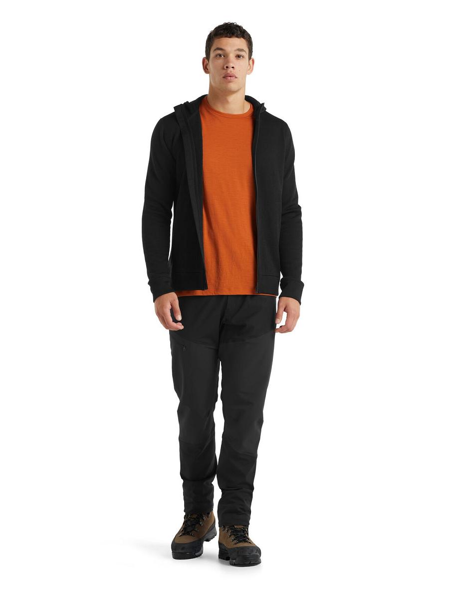 Vestes Icebreaker RealFleece® Merino Elemental Long Sleeve Zip Hood Homme Noir | FR 1241VRWD